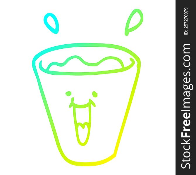 cold gradient line drawing of a cartoon happy drinks