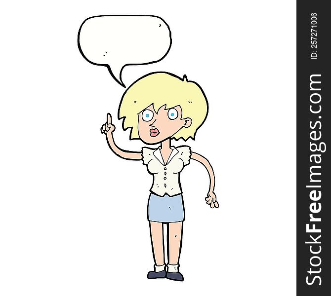 Cartoon Woman With Question With Speech Bubble