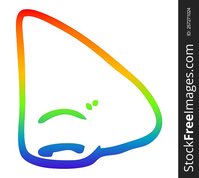 Rainbow Gradient Line Drawing Cartoon Nose