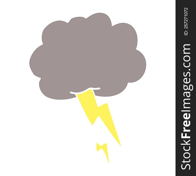 Cartoon Doodle Storm Cloud With Lightning