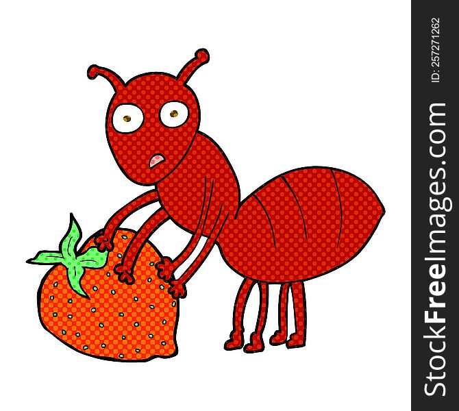 cartoon ant with berry