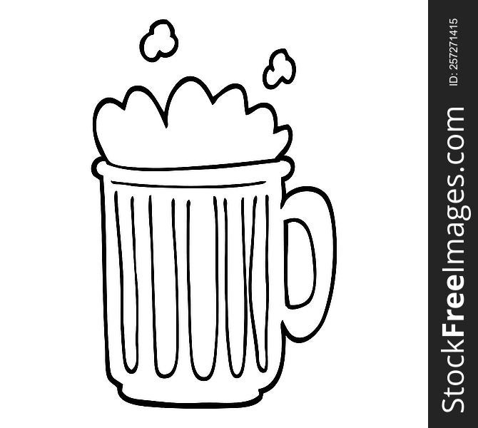 Line Drawing Cartoon Tankard Of Beer