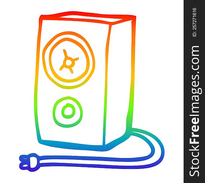 Rainbow Gradient Line Drawing Cartoon Old Wood Speaker