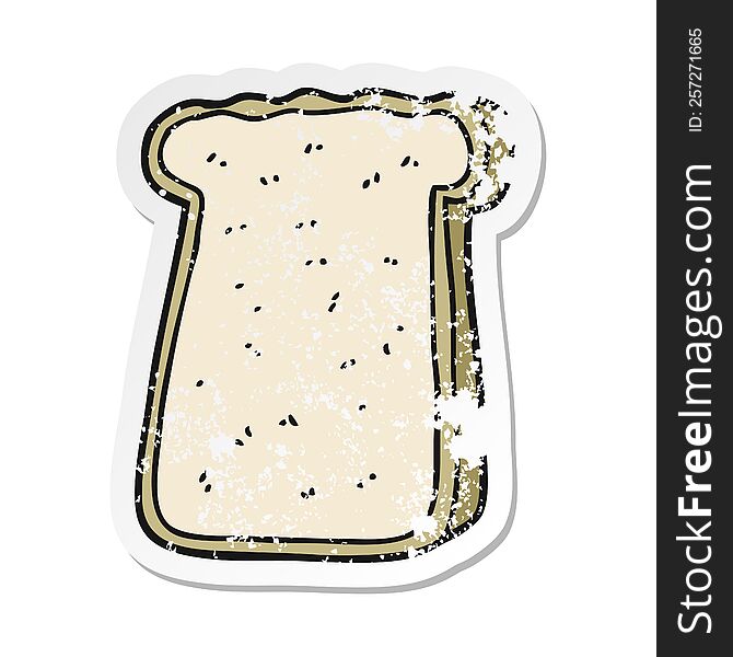 retro distressed sticker of a cartoon slice of toast