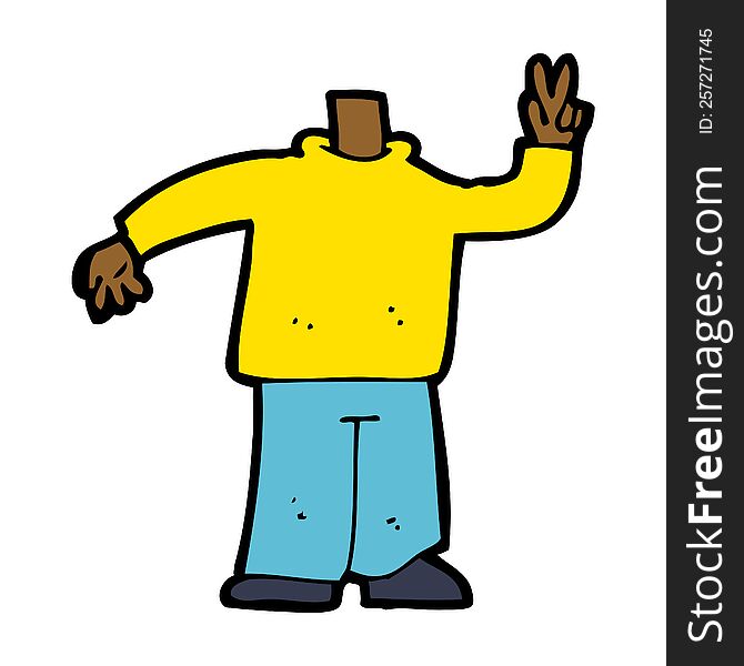 Cartoon Body Giving Peace Sign (mix And Match Cartoons Or Add Own Photos