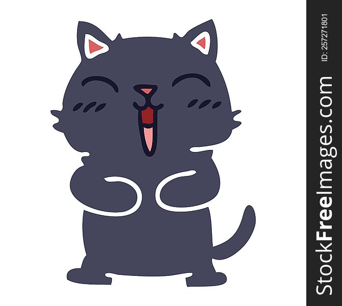 quirky hand drawn cartoon black cat
