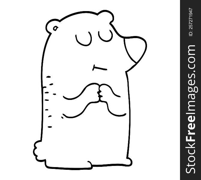 Line Drawing Cartoon Polar Bear