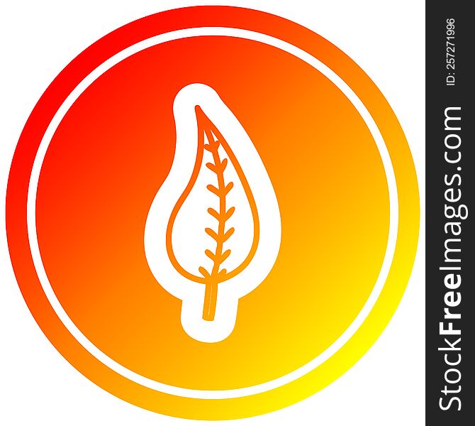 natural leaf circular icon with warm gradient finish. natural leaf circular icon with warm gradient finish