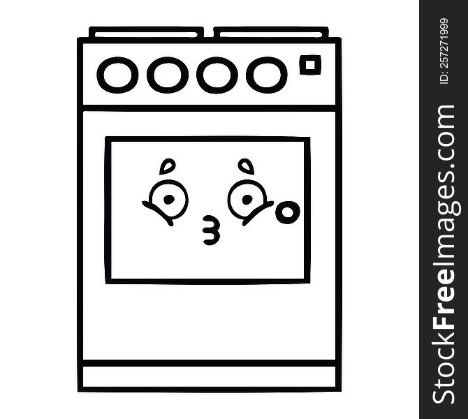 Line Drawing Cartoon Kitchen Oven