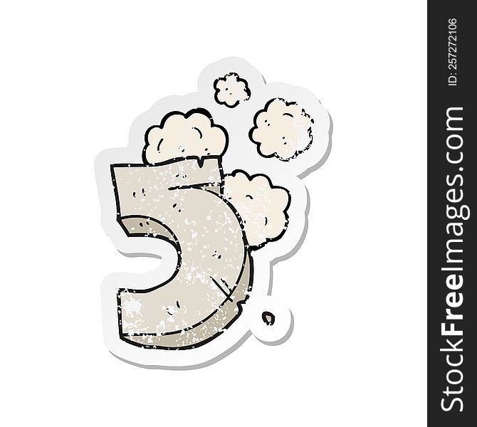 retro distressed sticker of a cartoon stone number five