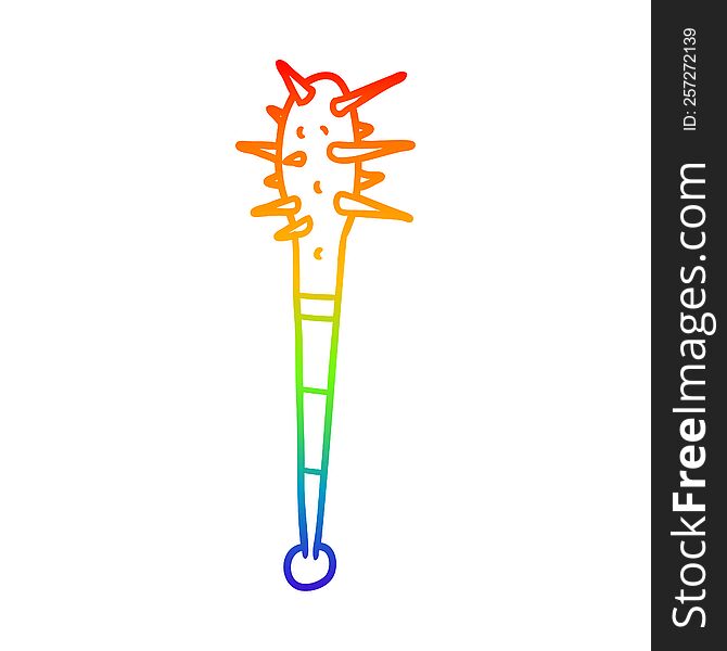 rainbow gradient line drawing cartoon bat with nails