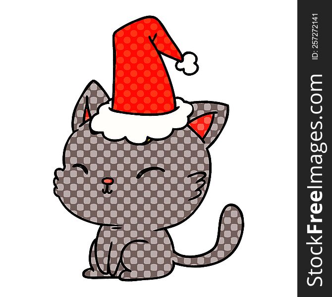 hand drawn christmas cartoon of kawaii cat