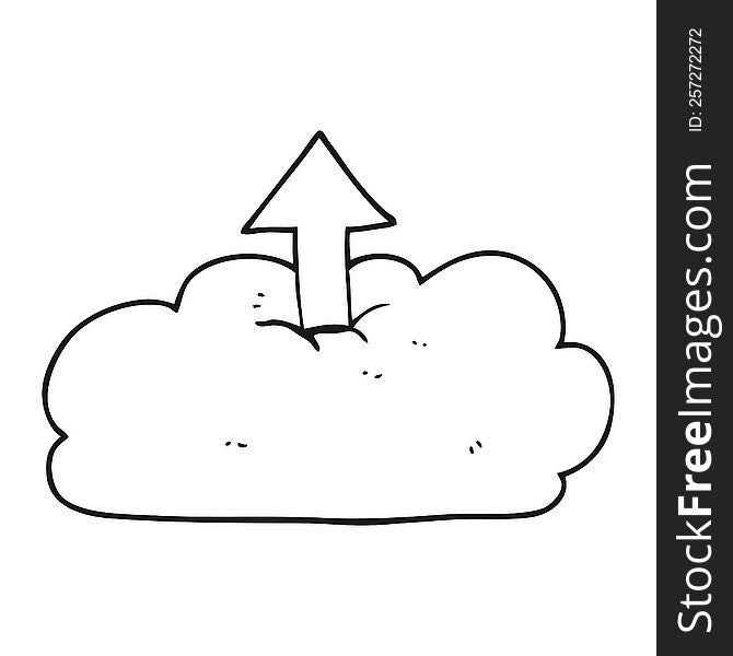freehand drawn black and white cartoon upload to the cloud