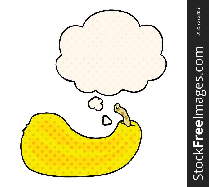 cartoon squash with thought bubble in comic book style