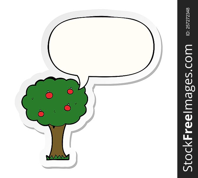 Cartoon Apple Tree And Speech Bubble Sticker