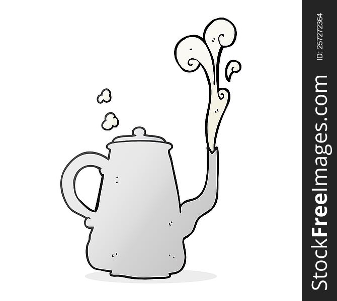 freehand drawn cartoon steaming  coffee pot. freehand drawn cartoon steaming  coffee pot