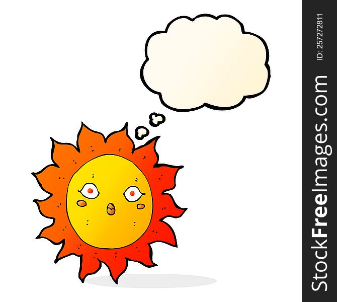 cartoon sun with thought bubble