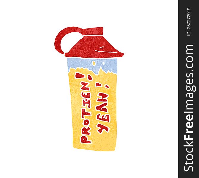 freehand retro cartoon protein shake