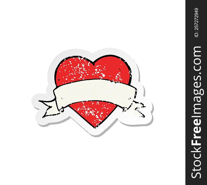 Retro Distressed Sticker Of A Cartoon Heart Tattoo