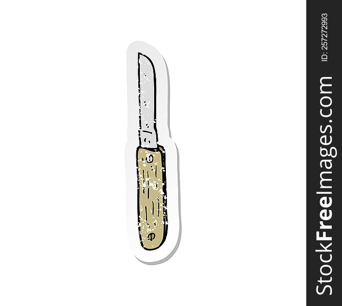 retro distressed sticker of a cartoon folding knife