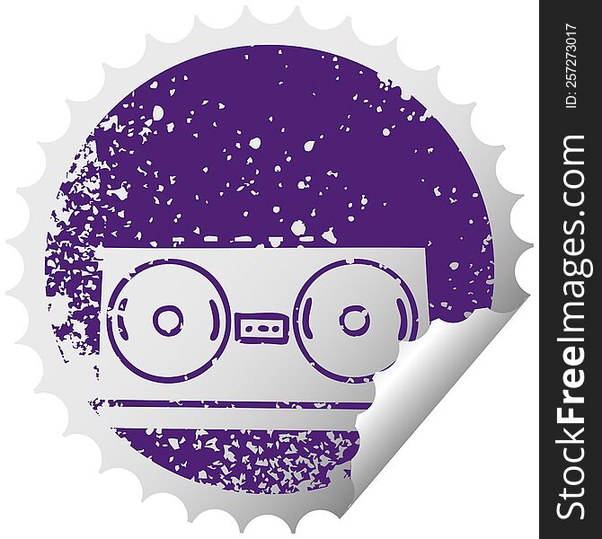 Distressed Circular Peeling Sticker Symbol Retro Radio