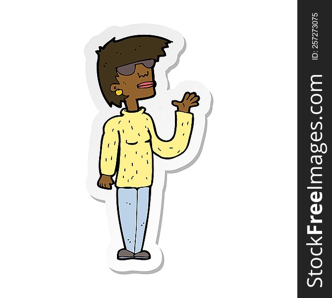 Sticker Of A Cartoon Woman Wearing Spectacles