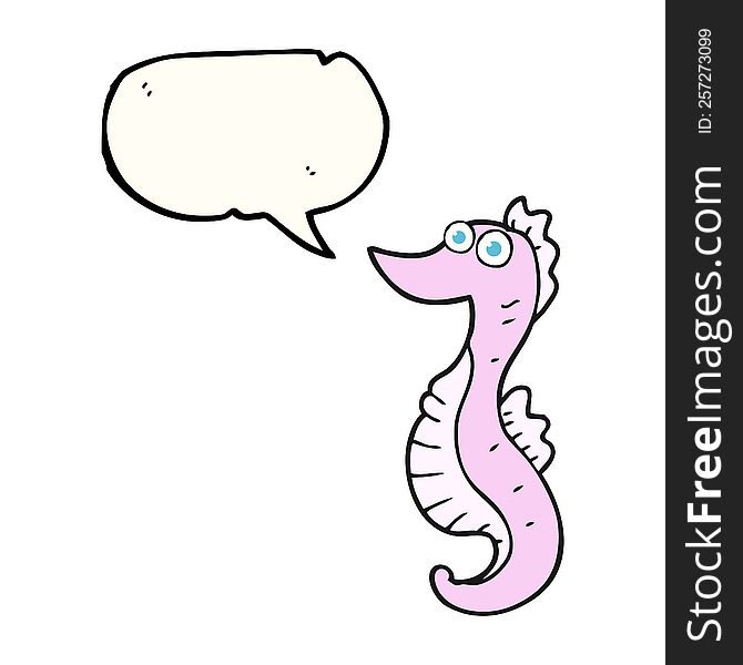 freehand drawn speech bubble cartoon seahorse