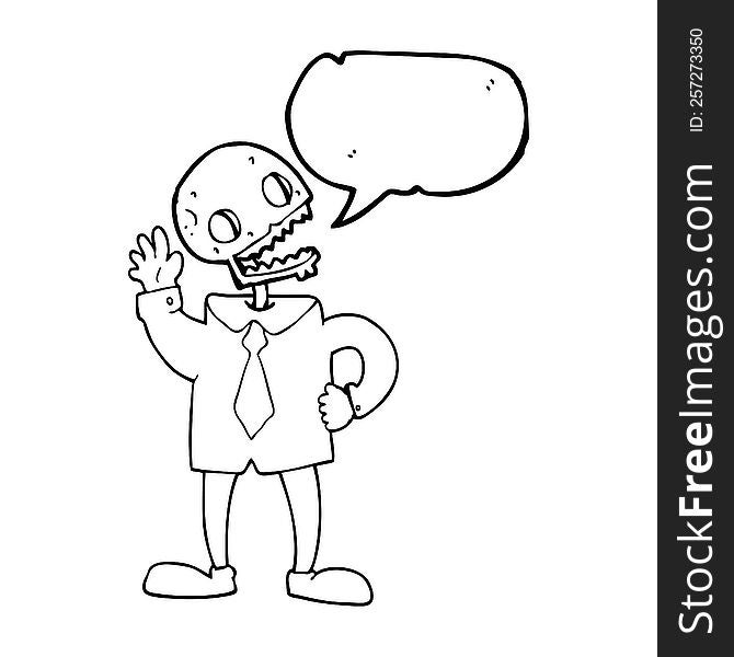 freehand drawn speech bubble cartoon zombie businessman