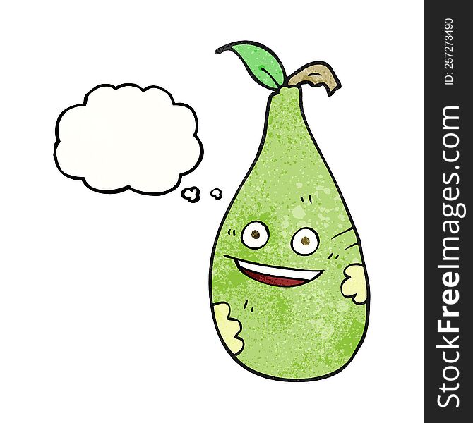 Thought Bubble Textured Cartoon Pear