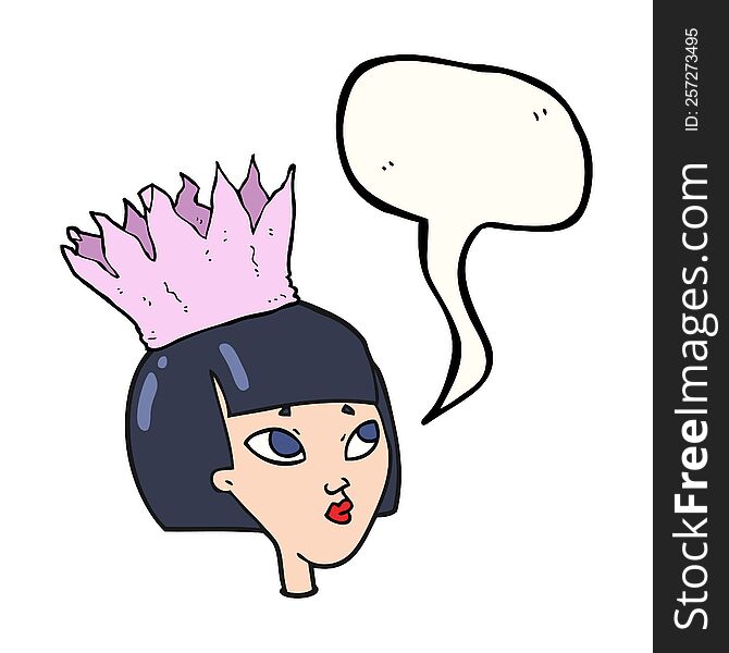 Speech Bubble Cartoon Woman Wearing Paper Crown