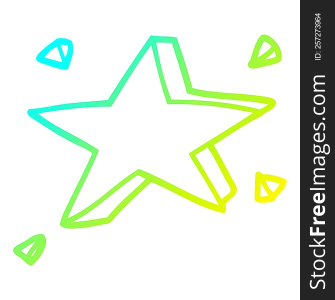 cold gradient line drawing of a cartoon yellow stars