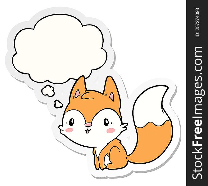 Cartoon Fox And Thought Bubble As A Printed Sticker