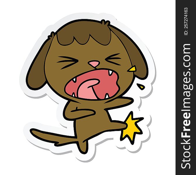 sticker of a cute cartoon dog barking