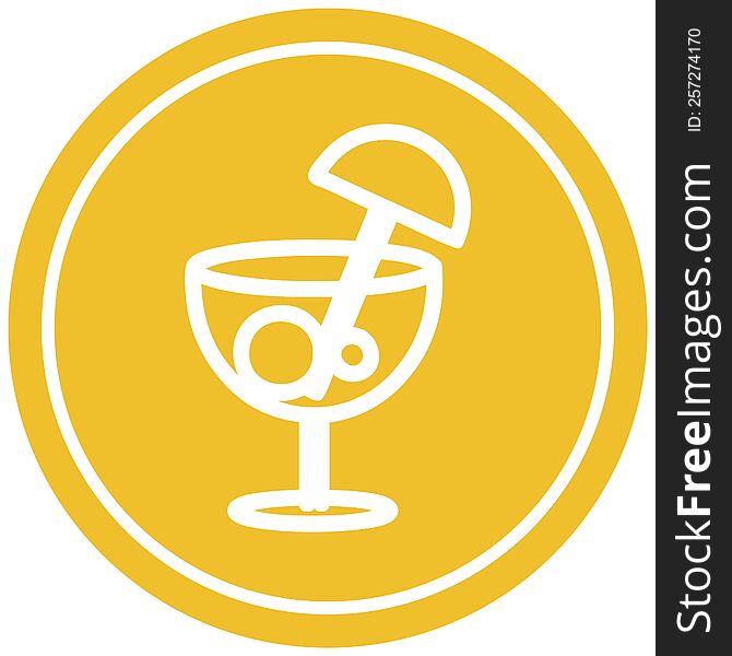 Cocktail With Umbrella Circular Icon