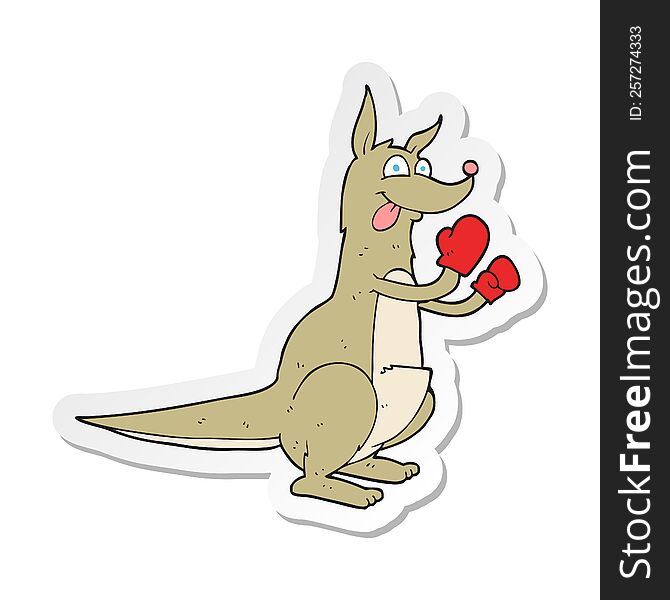 sticker of a cartoon boxing kangaroo