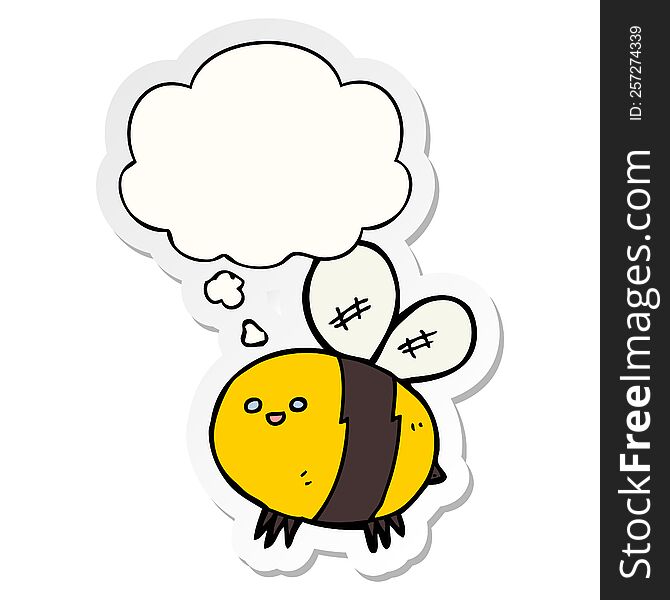 Cartoon Bee And Thought Bubble As A Printed Sticker