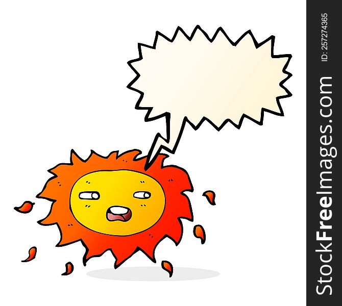 Cartoon Sad Sun With Speech Bubble