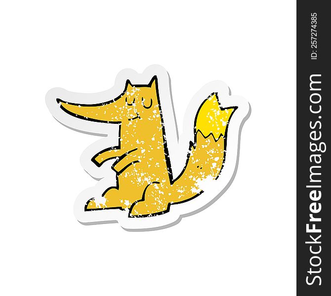 Retro Distressed Sticker Of A Cartoon Fox