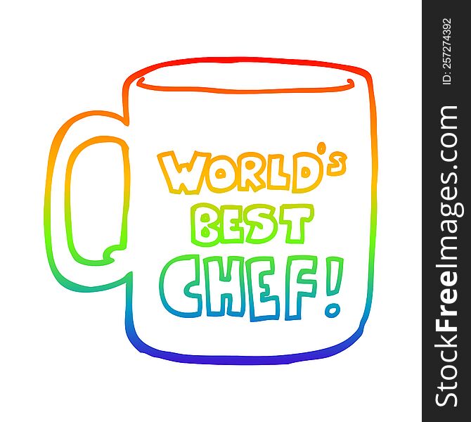 rainbow gradient line drawing of a worlds best chef mug