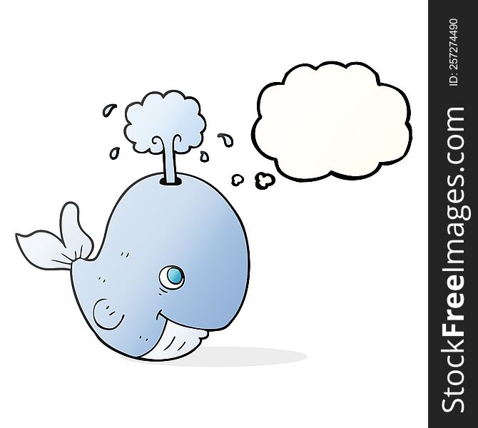 Thought Bubble Cartoon Whale Spouting Water