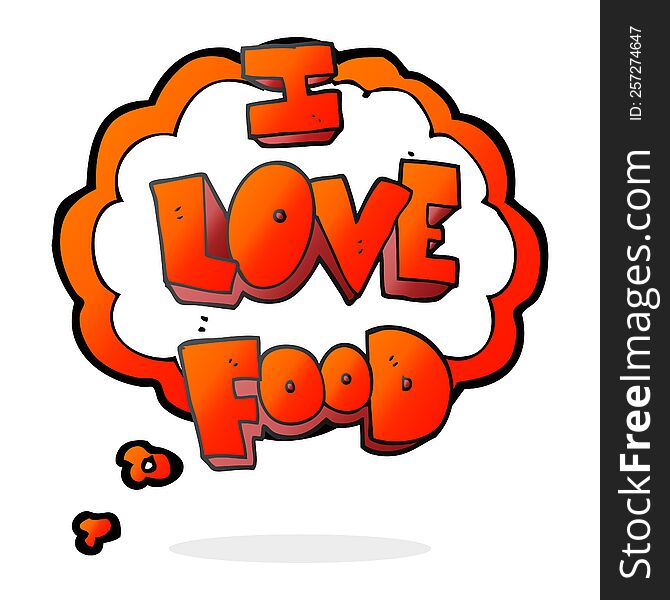 thought bubble cartoon I love food symbol