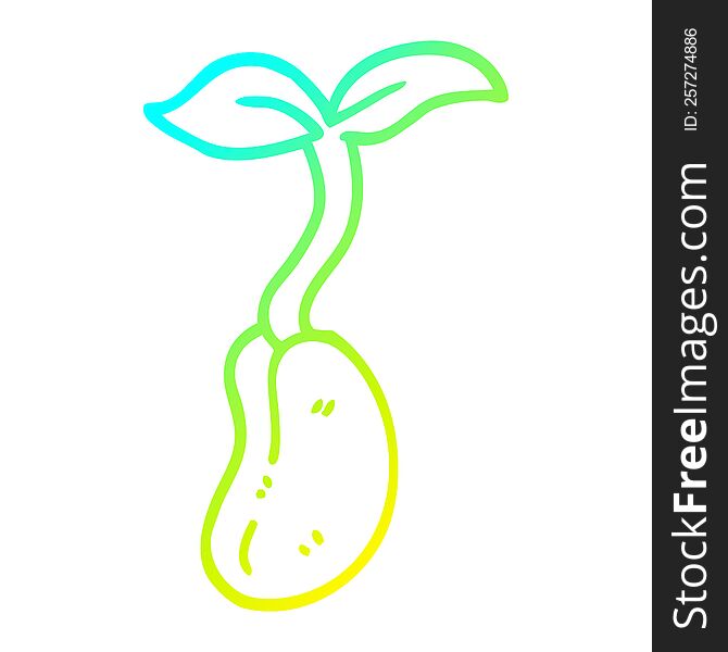 cold gradient line drawing of a cartoon seedling