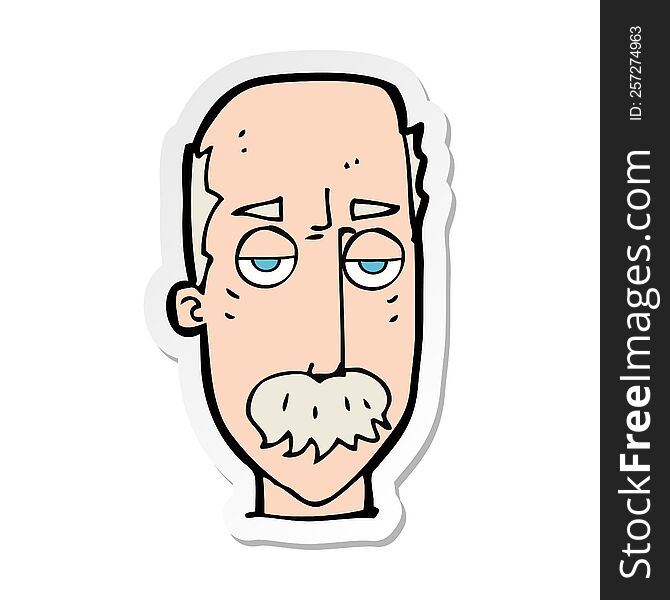 sticker of a cartoon bored old man