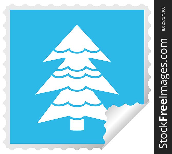 Square Peeling Sticker Cartoon Snow Covered Tree