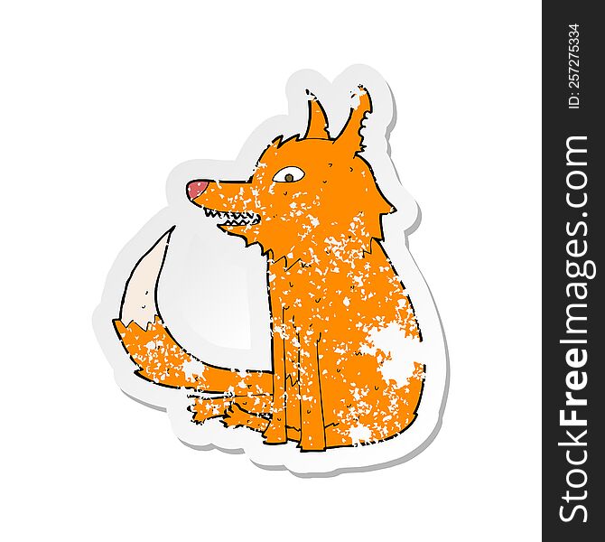 retro distressed sticker of a cartoon fox sitting