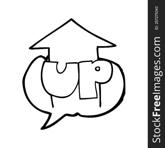 freehand drawn speech bubble cartoon up symbol