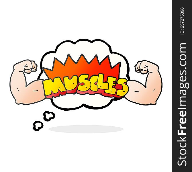 Thought Bubble Cartoon Muscles Symbol