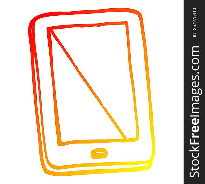 warm gradient line drawing of a cartoon computer tablet