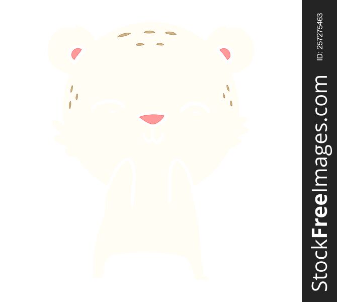 Happy Flat Color Style Cartoon Polar Bear