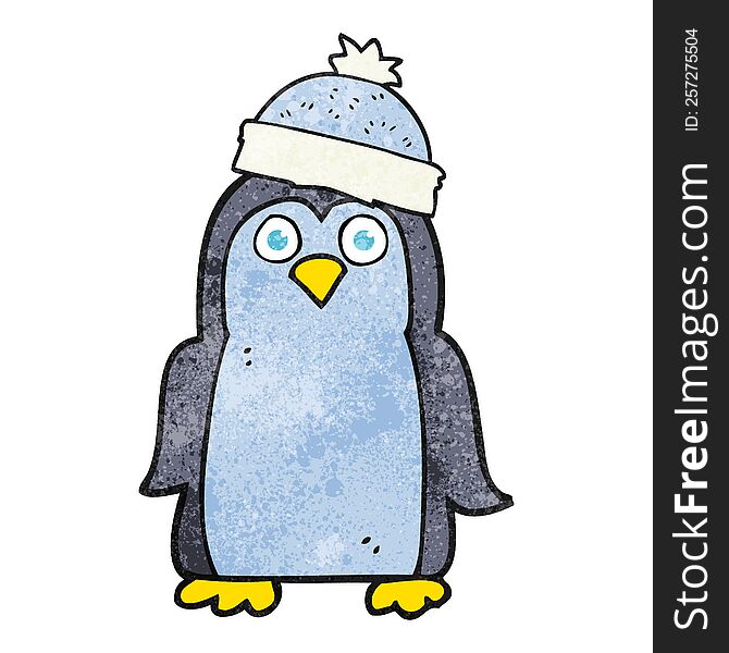 freehand textured cartoon penguin